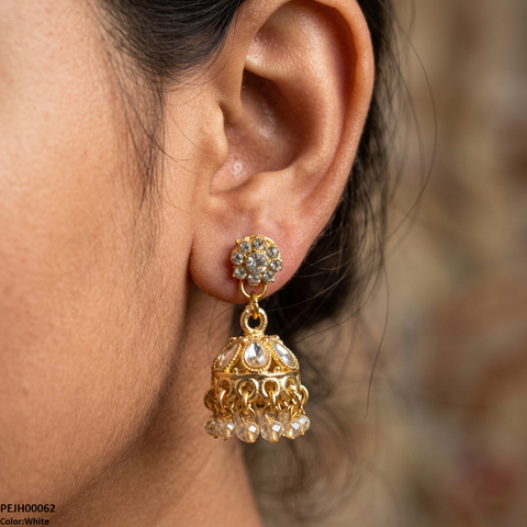 PEJH00062 SDQ Tear/Pearl Drop Jhumki - PEJH