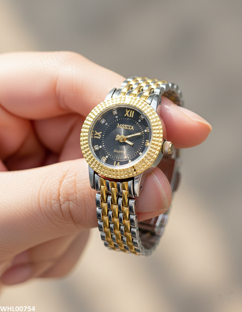 WHL00754 IWA Round Black Dial Women's Watch - WHL