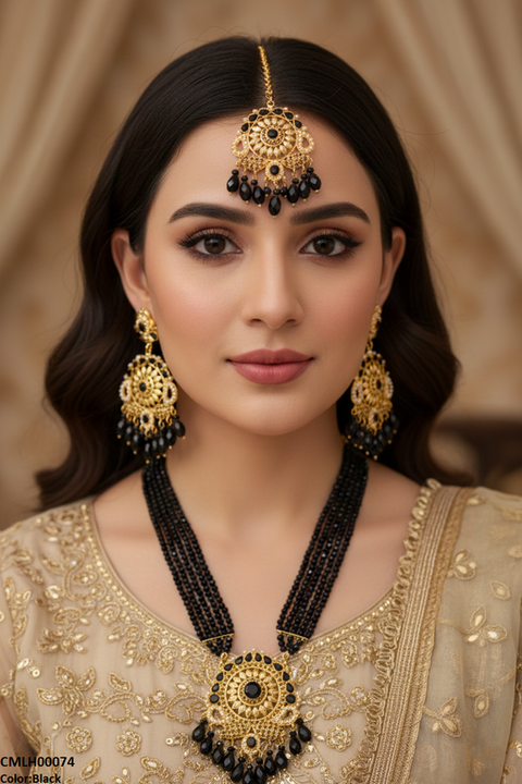 CMLH00074 MZM Flower Pearl Drop Mala Set  - CMLH