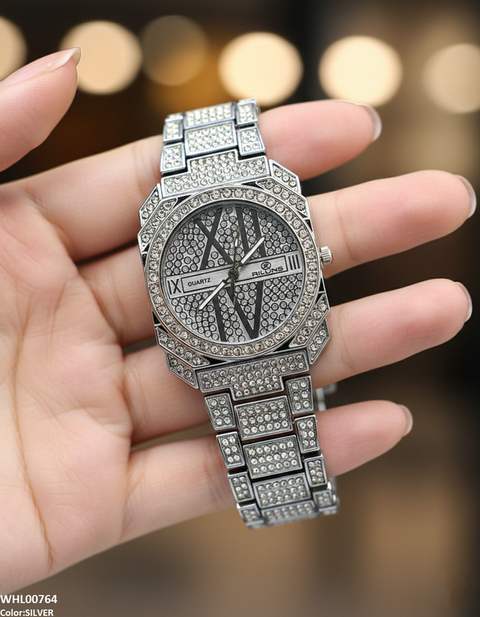 WHL00764 ZWA Round Rhinestone Dial Women's Watch - WHL