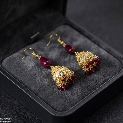 PEJH00064 SDQ Filigree Jhumki Earrings - PEJH
