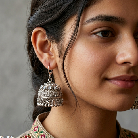 PEJH00053 SDQ Tear Stone  Pearl Drop Jhumki - PEJH