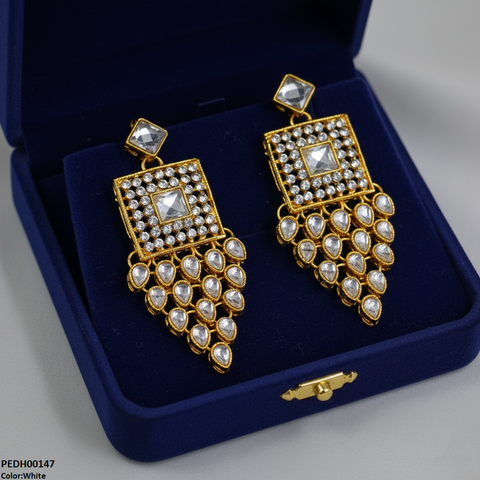 PEDH00147 FRN Square Tear Drop Earrings - PEDH