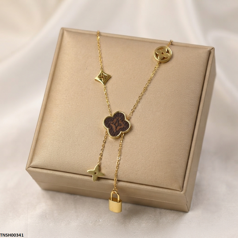 TNCH00341 ALQ  Stainless Steel Star/Lock Necklace - TNCH