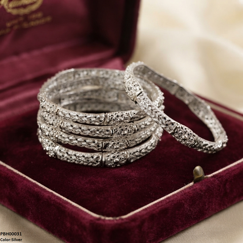 PBH00031 AZM Filigree Flower Bangles 5 Pcs Set - PBRH