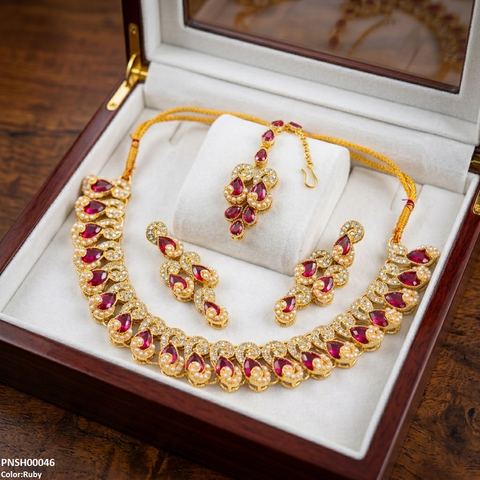 PNSH00046 MZM Tera Stones Necklace Set - PNSH