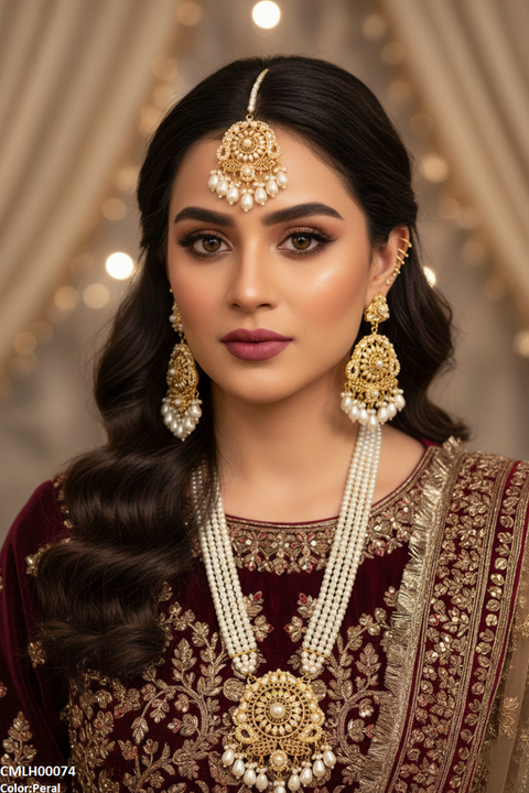 CMLH00074 MZM Flower Pearl Drop Mala Set  - CMLH