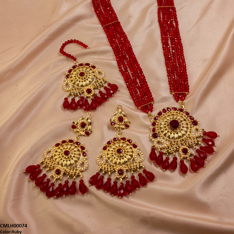 CMLH00074 MZM Flower Pearl Drop Mala Set  - CMLH