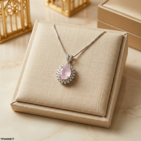 TPSH00877  MSJ Oval Drop ZIRCON Pendant With Chain  - TPSH