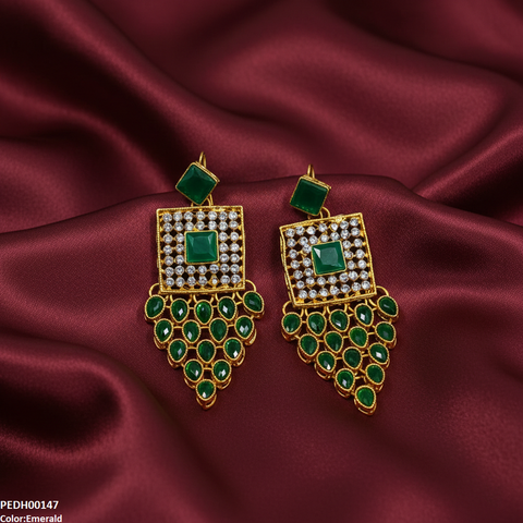 PEDH00147 FRN Square Tear Drop Earrings - PEDH