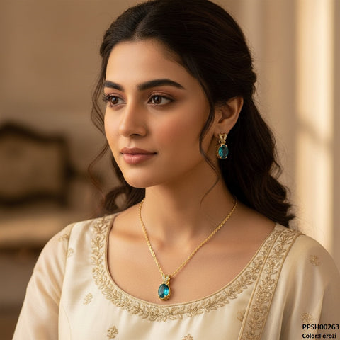 PPSH00263 SDQ Oval Drop Pedant Set - PPSH