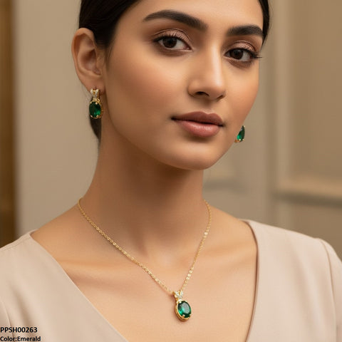 PPSH00263 SDQ Oval Drop Pedant Set - PPSH