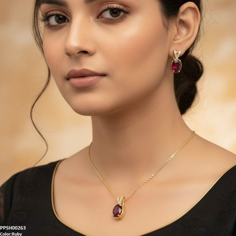 PPSH00263 SDQ Oval Drop Pedant Set - PPSH