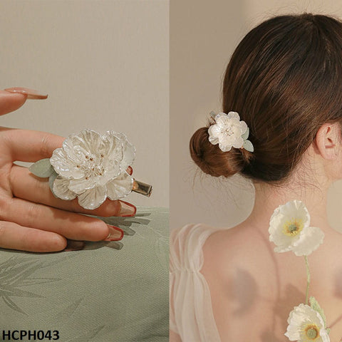 HCPH043 SHE White Flower Hair Pin - HCPH