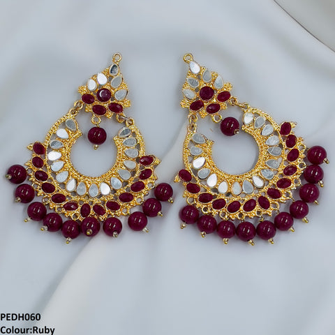 PEDH060 FRN Pear Circle Ear Drop Earrings Pair - PEDH