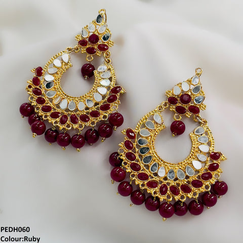 PEDH060 FRN Pear Circle Ear Drop Earrings Pair - PEDH