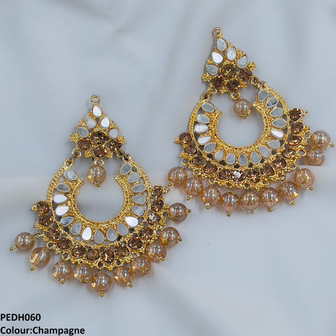 PEDH060 FRN Pear Circle Ear Drop Earrings Pair - PEDH