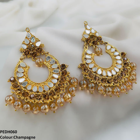PEDH060 FRN Pear Circle Ear Drop Earrings Pair - PEDH