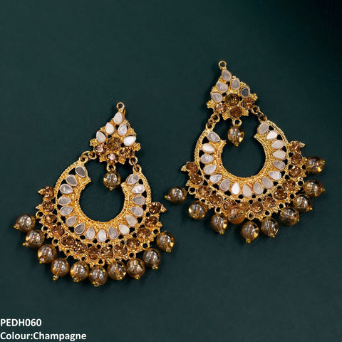 PEDH060 FRN Pear Circle Ear Drop Earrings Pair - PEDH