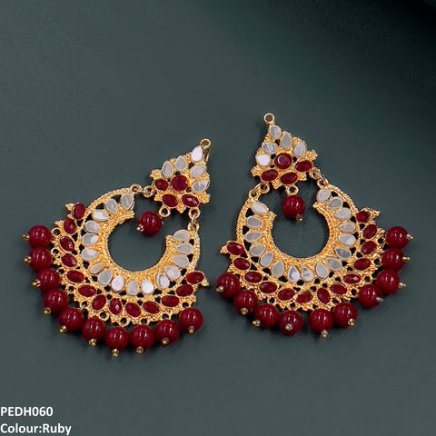 PEDH060 FRN Pear Circle Ear Drop Earrings Pair - PEDH