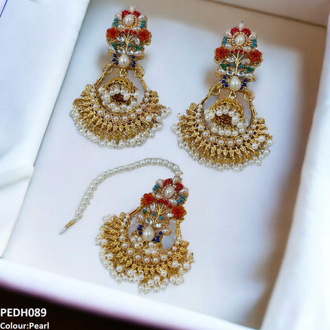 PEDH089 SDQ Flower Jhumki Drop Earrings- PEDH