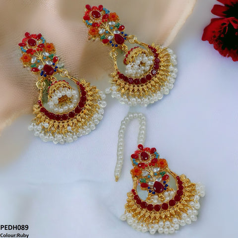 PEDH089 SDQ Flower Jhumki Drop Earrings- PEDH