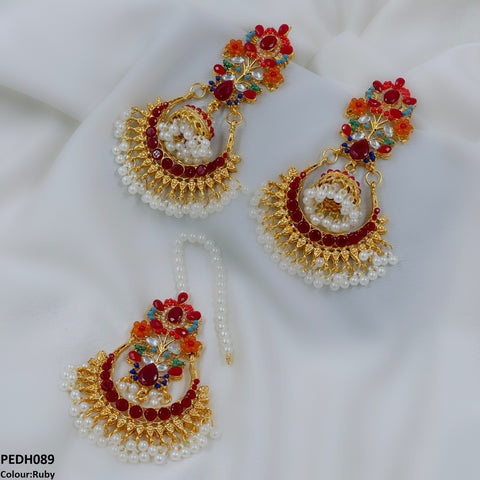 PEDH089 SDQ Flower Jhumki Drop Earrings- PEDH