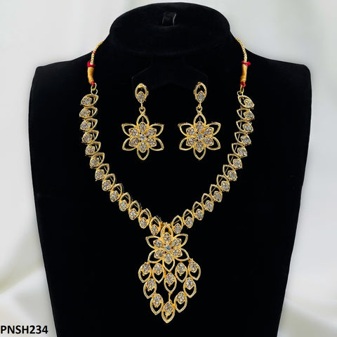 PNSH234 MZM Marquise/Flower Necklace Set - PNSH