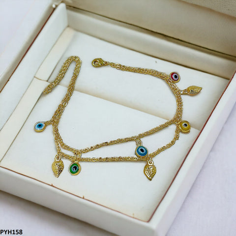 PYH157 YMG Evil Eye Leaf Anklet Single- PYH