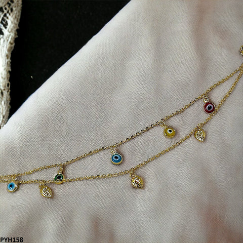 PYH157 YMG Evil Eye Leaf Anklet Single- PYH
