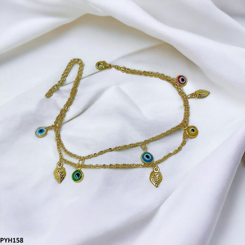 PYH157 YMG Evil Eye Leaf Anklet Single- PYH