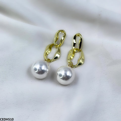 CEDH510 RHJ Chain Pearl Drop Earrings Pair  - CEDH