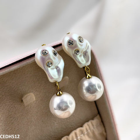 CEDH512 RHJ Beat/Pearl Drop Earrings Pair  - CEDH