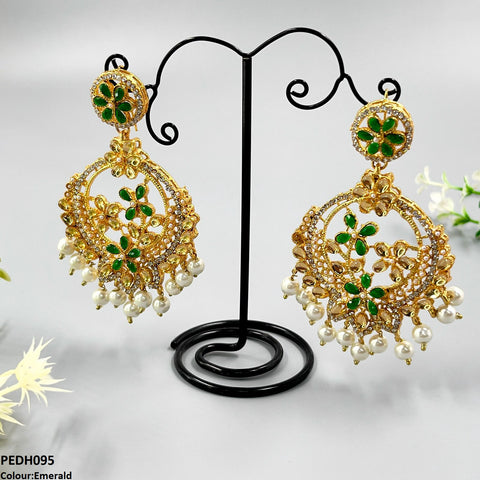 PEDH095 FRN Flower Pearl Drop Earrings  - PEDH