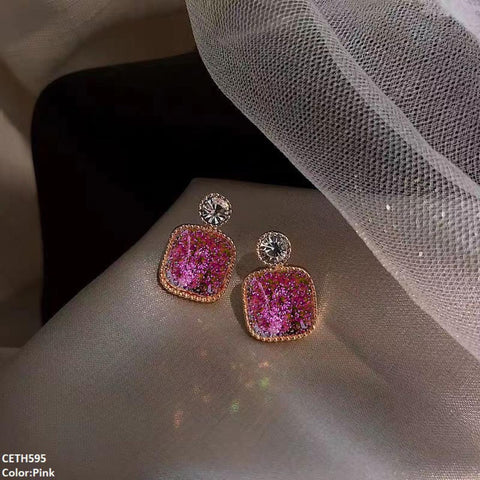 CETH595 YHC Crystals Square Ear Tops Pair - CETH