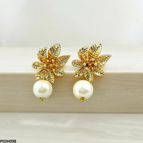 PEDH098 SDQ Flower Pearl Drop Earrings  - PEDH