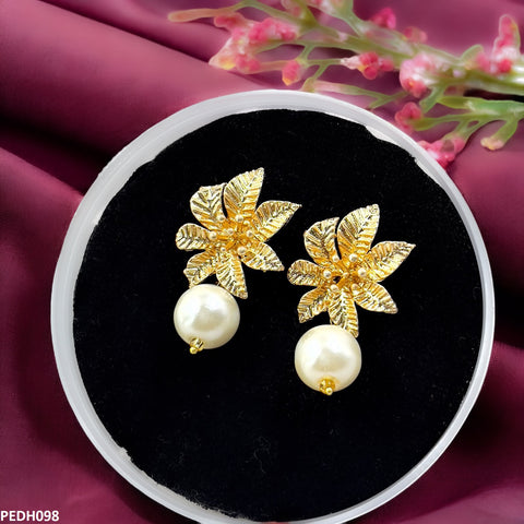 PEDH098 SDQ Flower Pearl Drop Earrings  - PEDH