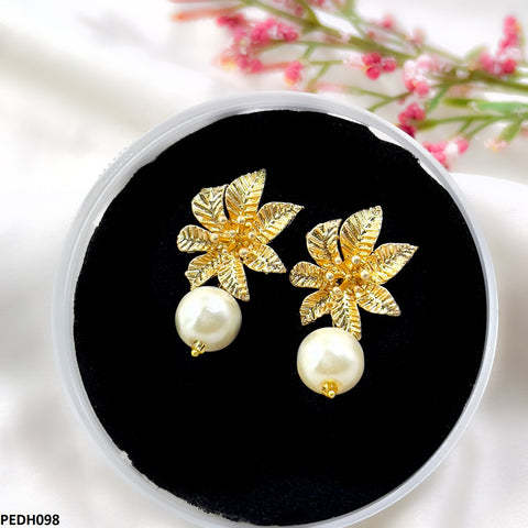 PEDH098 SDQ Flower Pearl Drop Earrings  - PEDH