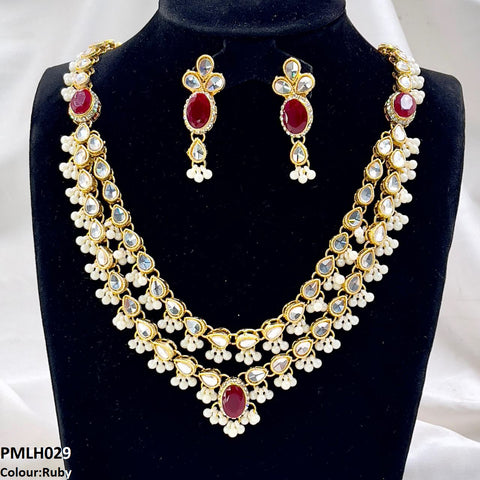 PMLH029 SDQ Oval/Tear Pearl Drop Necklace Set - PMLH