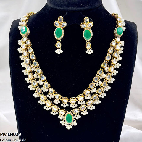 PMLH029 SDQ Oval/Tear Pearl Drop Necklace Set - PMLH