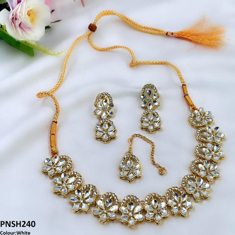 PNSH240 SDQ Flower Tear Stone Necklace Set - PNSH