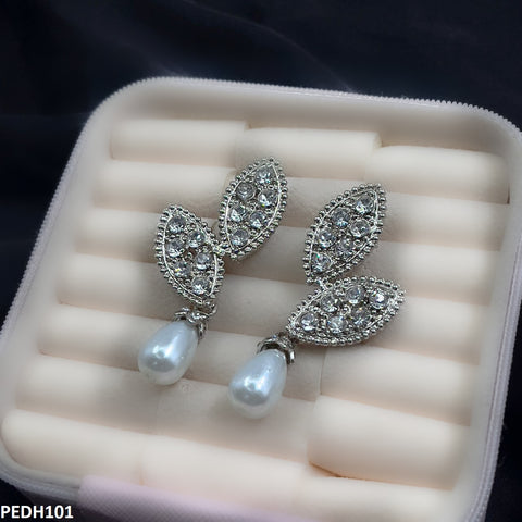 PEDH101 SDQ Double Tear/Pearl Drop Earrings  - PEDH