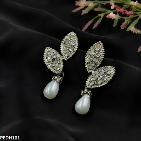 PEDH101 SDQ Double Tear/Pearl Drop Earrings  - PEDH