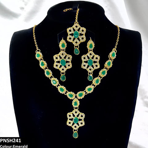 PNSH241 FRN Oval/Tear Drop Necklace Set - PNSH