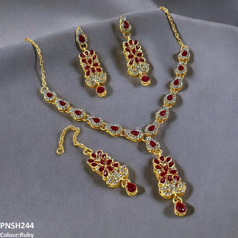 PNSH244 FRN Tear Drop Necklace Set - PNSH