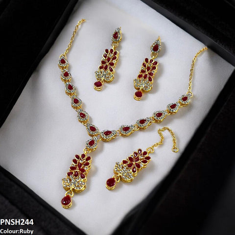 PNSH244 FRN Tear Drop Necklace Set - PNSH