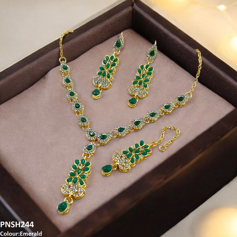 PNSH244 FRN Tear Drop Necklace Set - PNSH