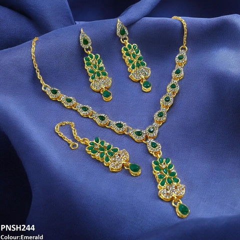 PNSH244 FRN Tear Drop Necklace Set - PNSH