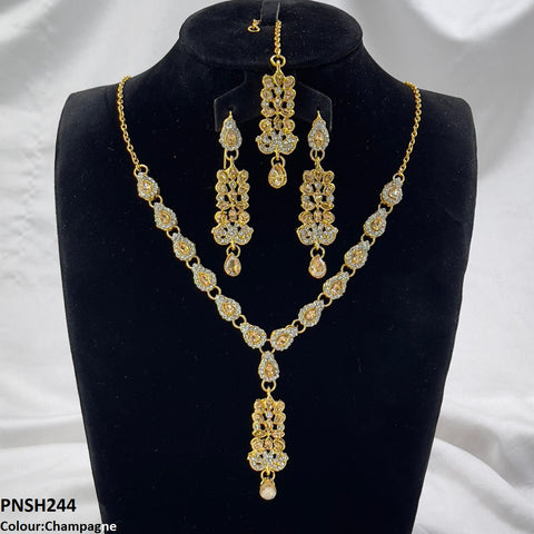 PNSH244 FRN Tear Drop Necklace Set - PNSH