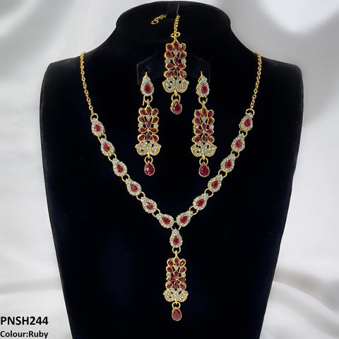 PNSH244 FRN Tear Drop Necklace Set - PNSH